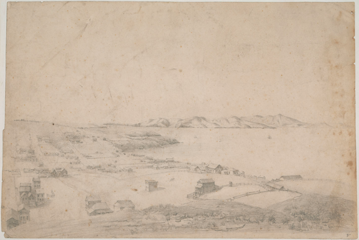 1849 sketch looking at the Golden Gate from Telegraph Hill.